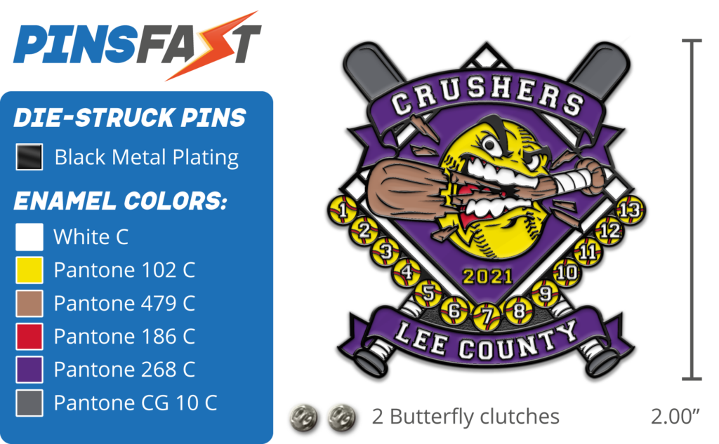 Crushers Lee County Softball Pins