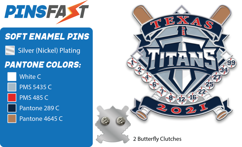 Texas Titans Baseball Trading Pins