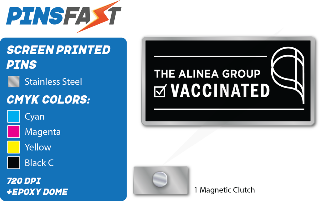 Screen Printed Alinea Group pins