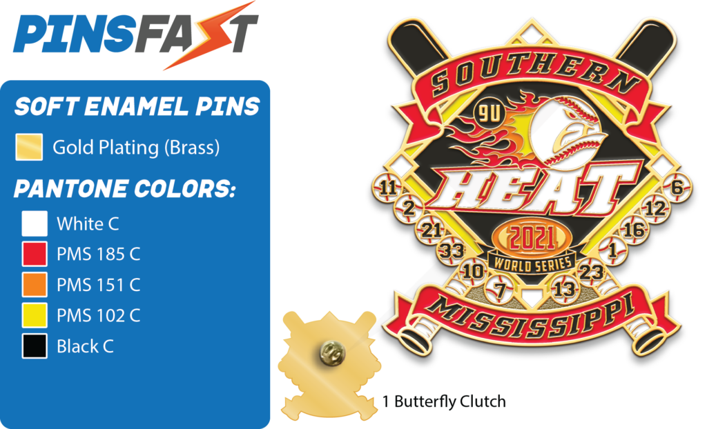 Heat Baseball Pins - Southern Miss