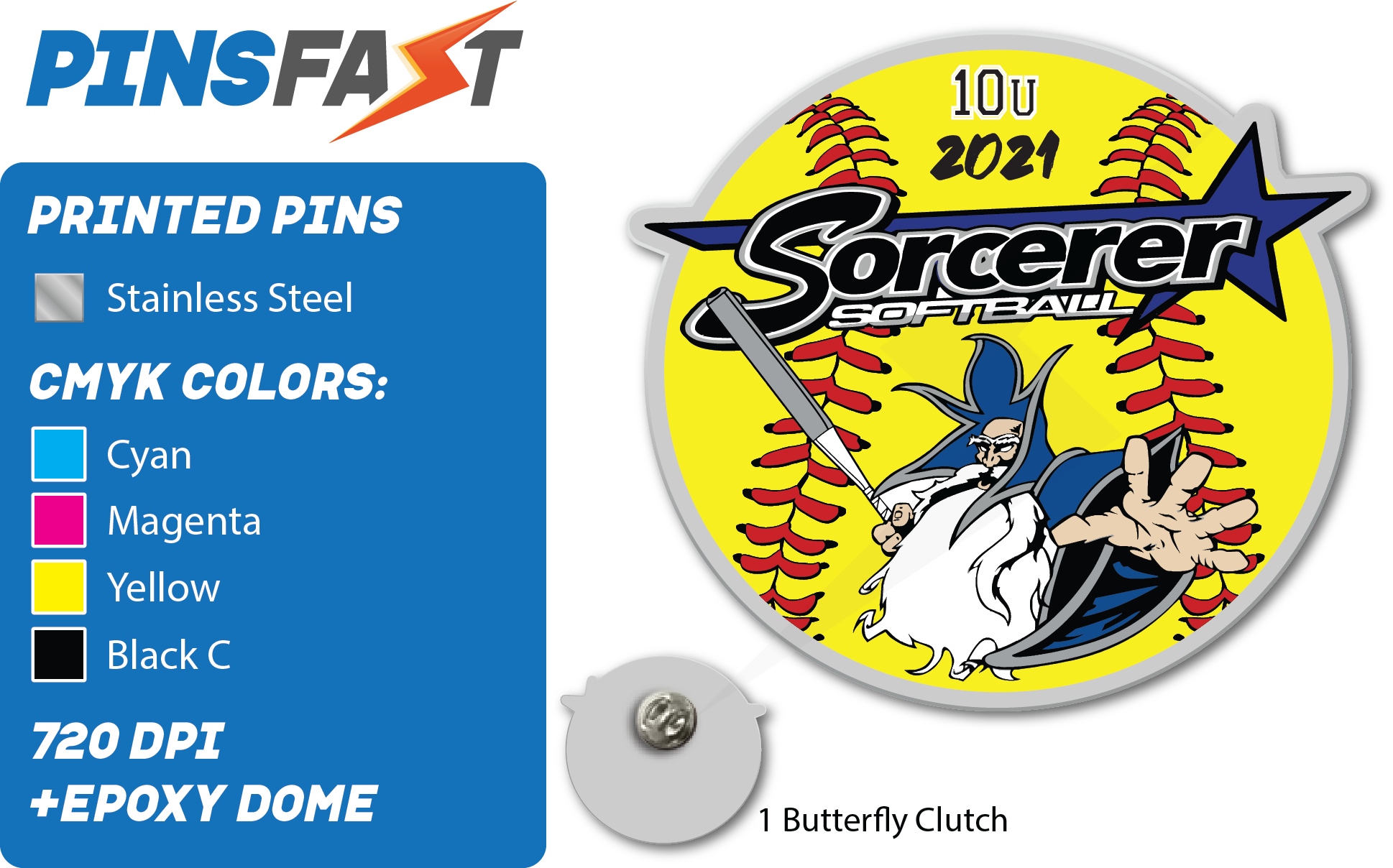 Sorcerers Softball Trading Pins