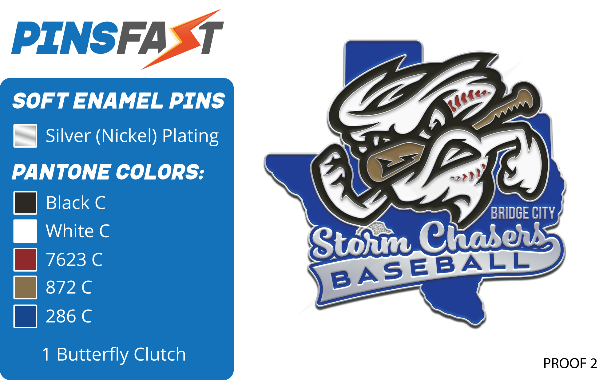 Storm Chasers Baseball Pins BLUE