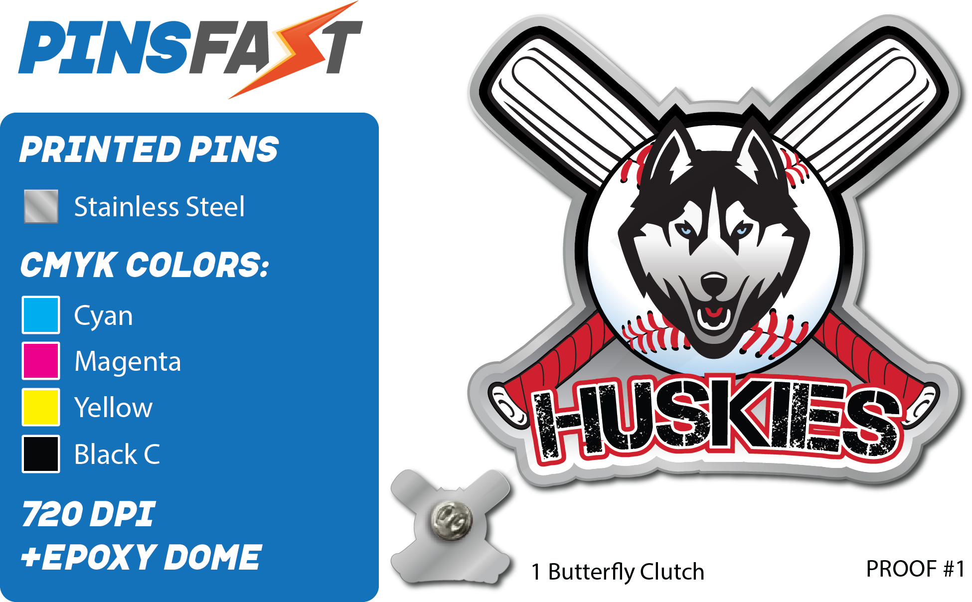 Huskies Baseball Pins