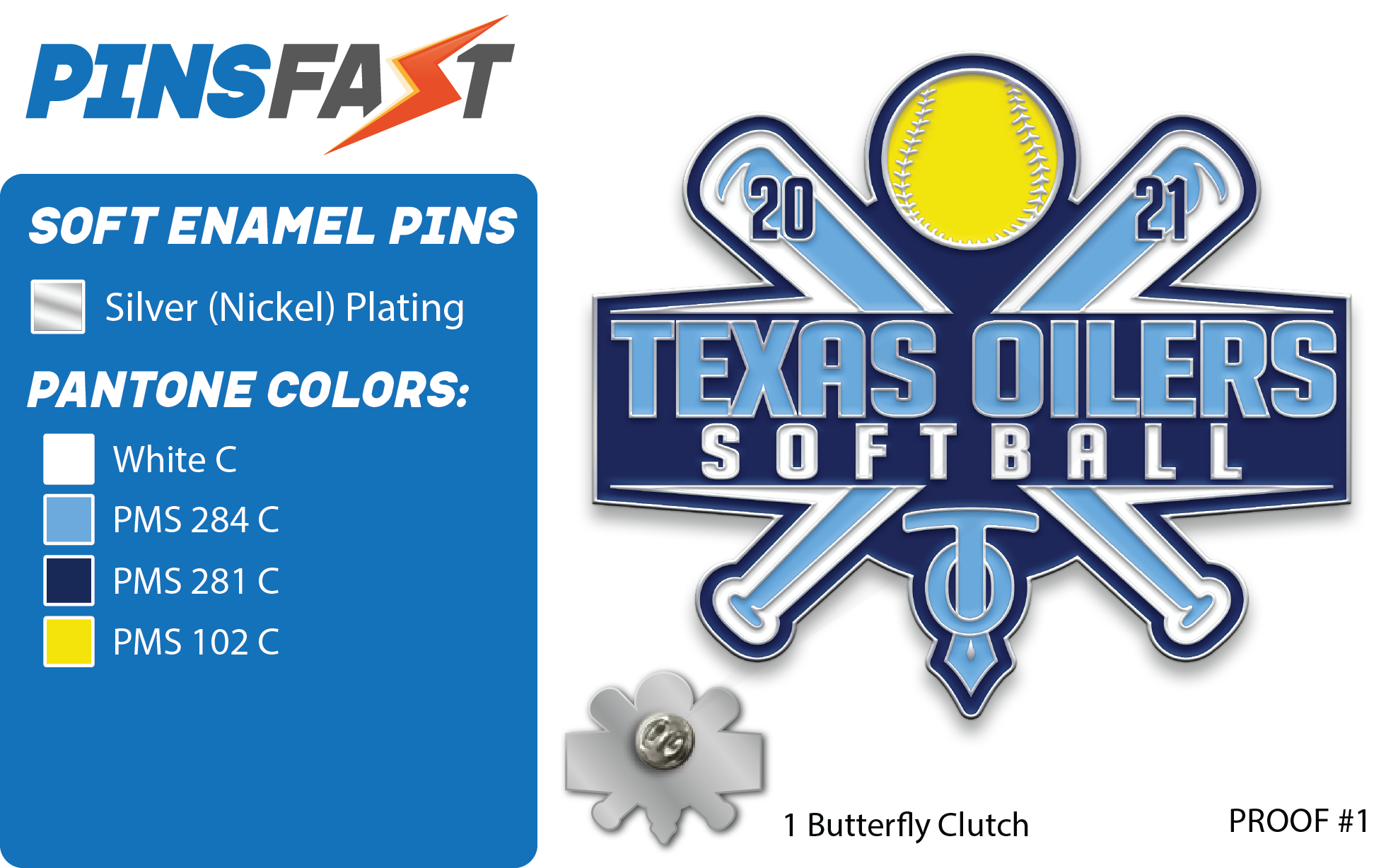 Texas Oilers Softball Pins