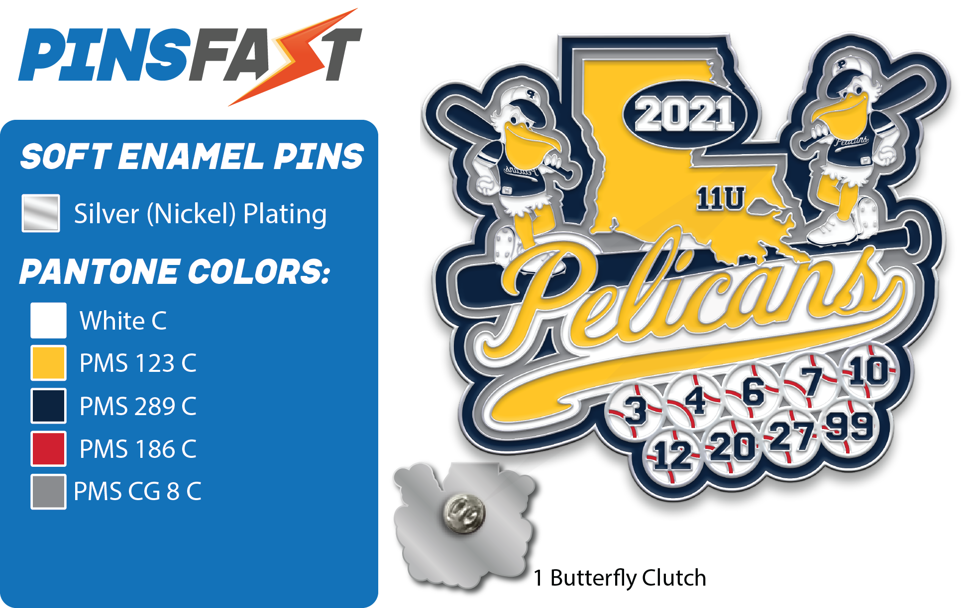 Pelicans 11U Baseball Trading pins