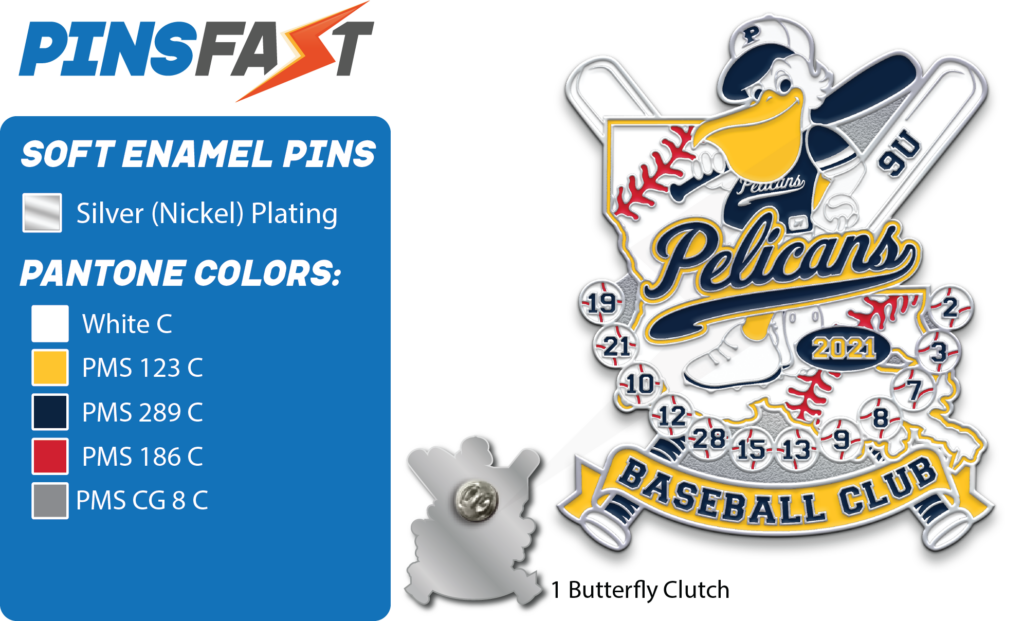 Pelicans 9U Baseball Trading pins