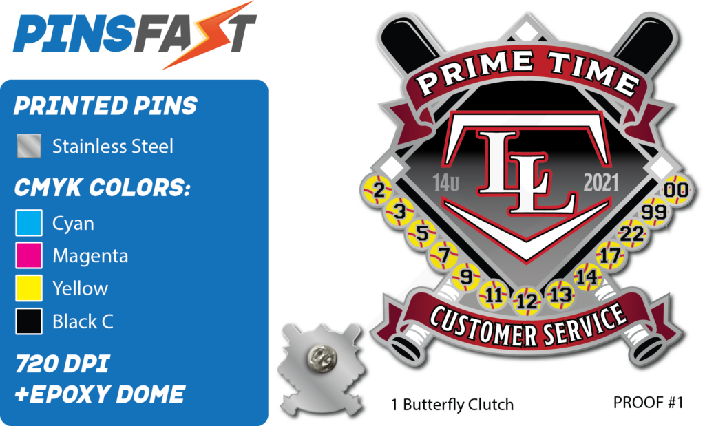 Prime Time Customer Service Softball Pins Pins Fast