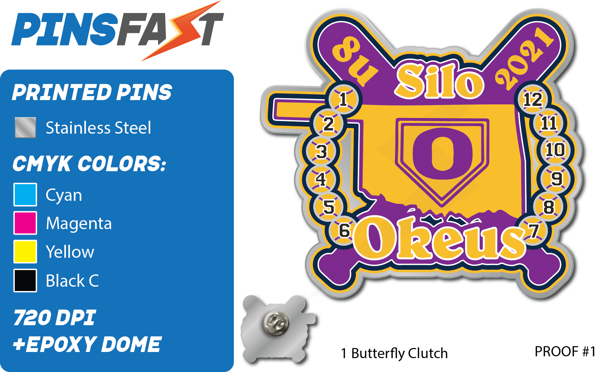 Silo Okeus Softball trading pins