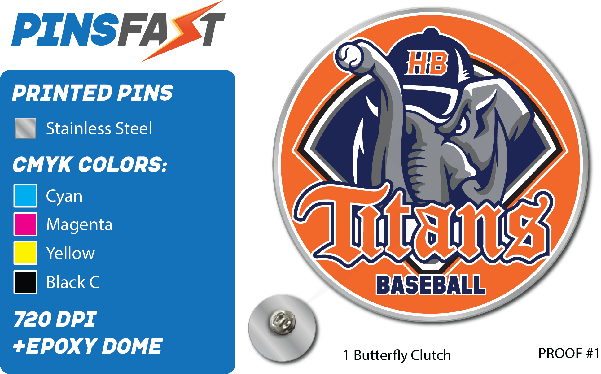 HB Titans Baseball Trading Pins