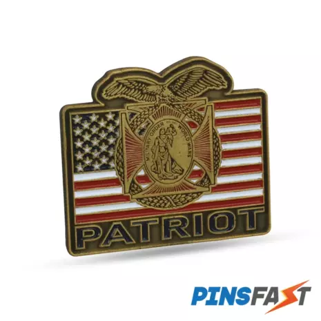 die struck lapel pins with antiqued gold plating for a military organization
