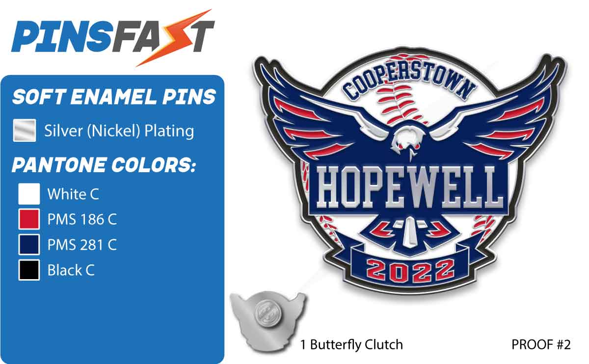Hopewell Hawks baseball trading pins