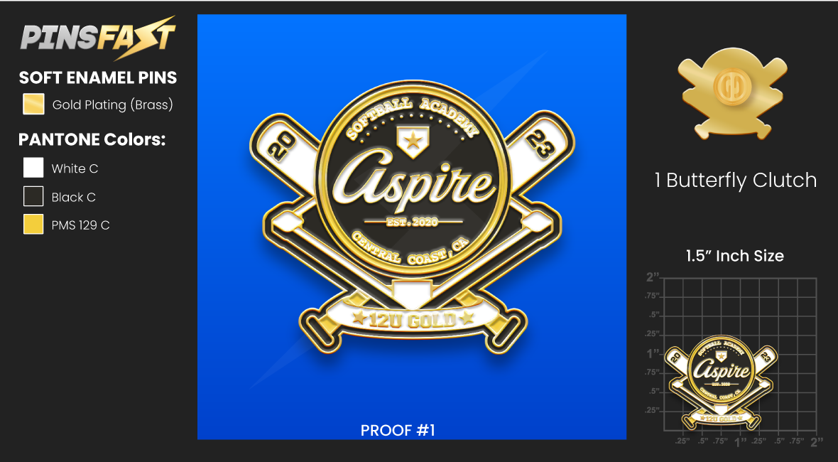 Aspire Softball Academy Pins Proof 1 06/20/2023 Pins Fast