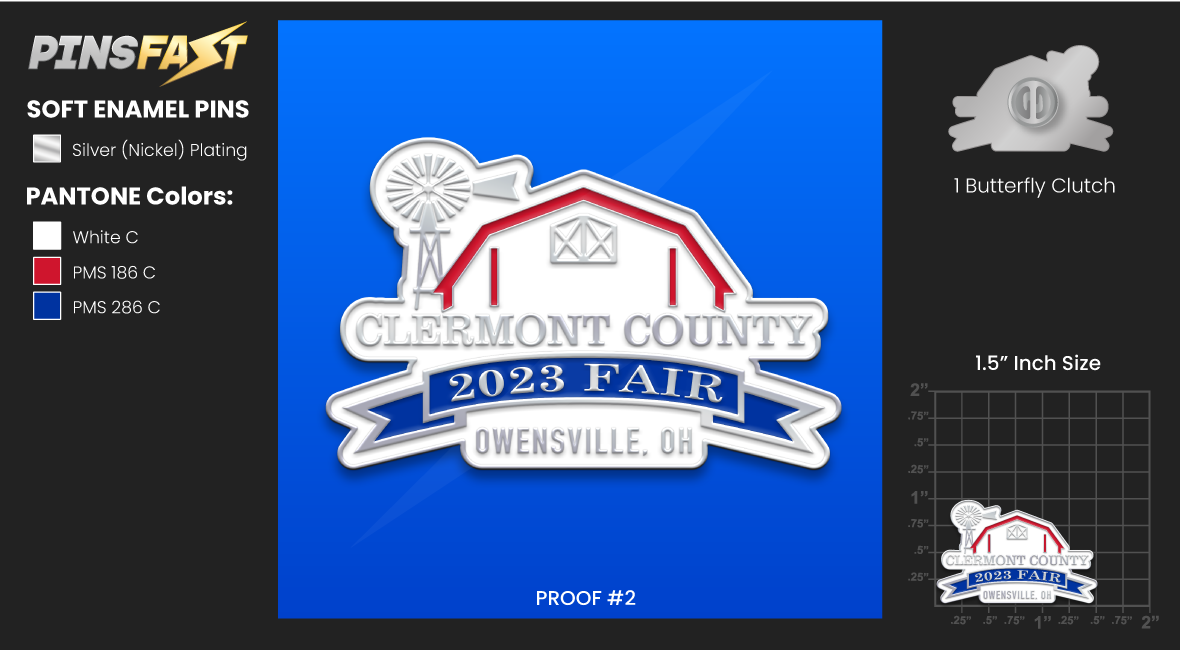 Clermont County Fair Lapel Pins 07/10/2023 Pins Fast