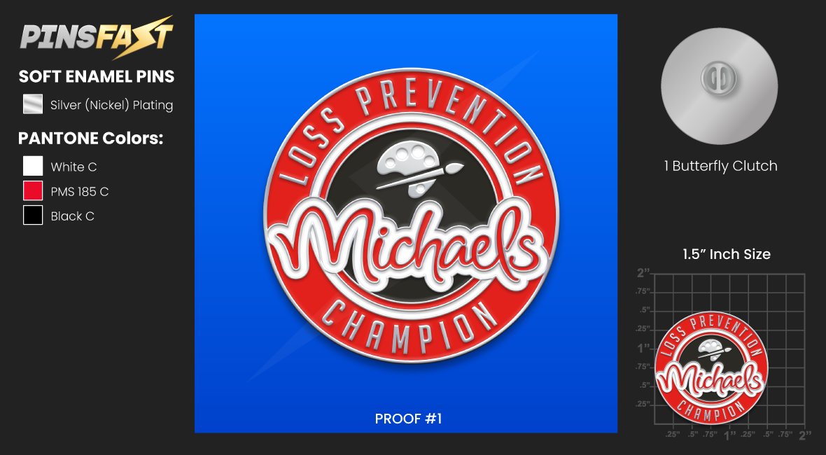 Michaels Loss Prevention Champion Lapel Pins 07/12/2024 Pins Fast