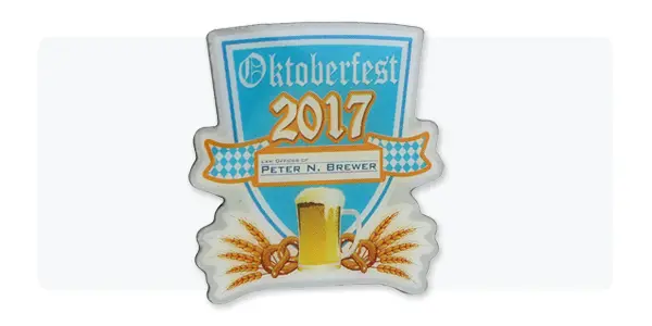 Example of intricate color detail on an offset printed pin, Oktoberfest