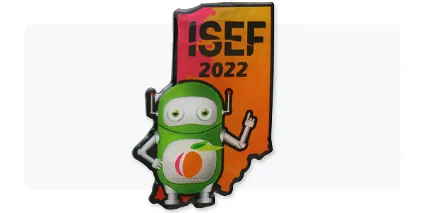 Example of a color gradient on an offset printed pin, ISEF