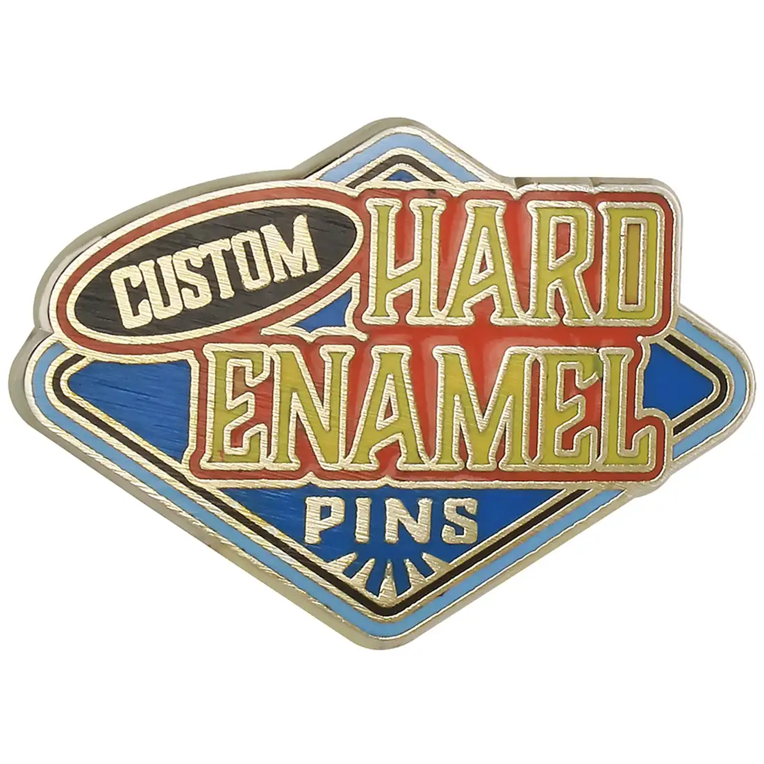 A custom hard enamel pin with silver plating