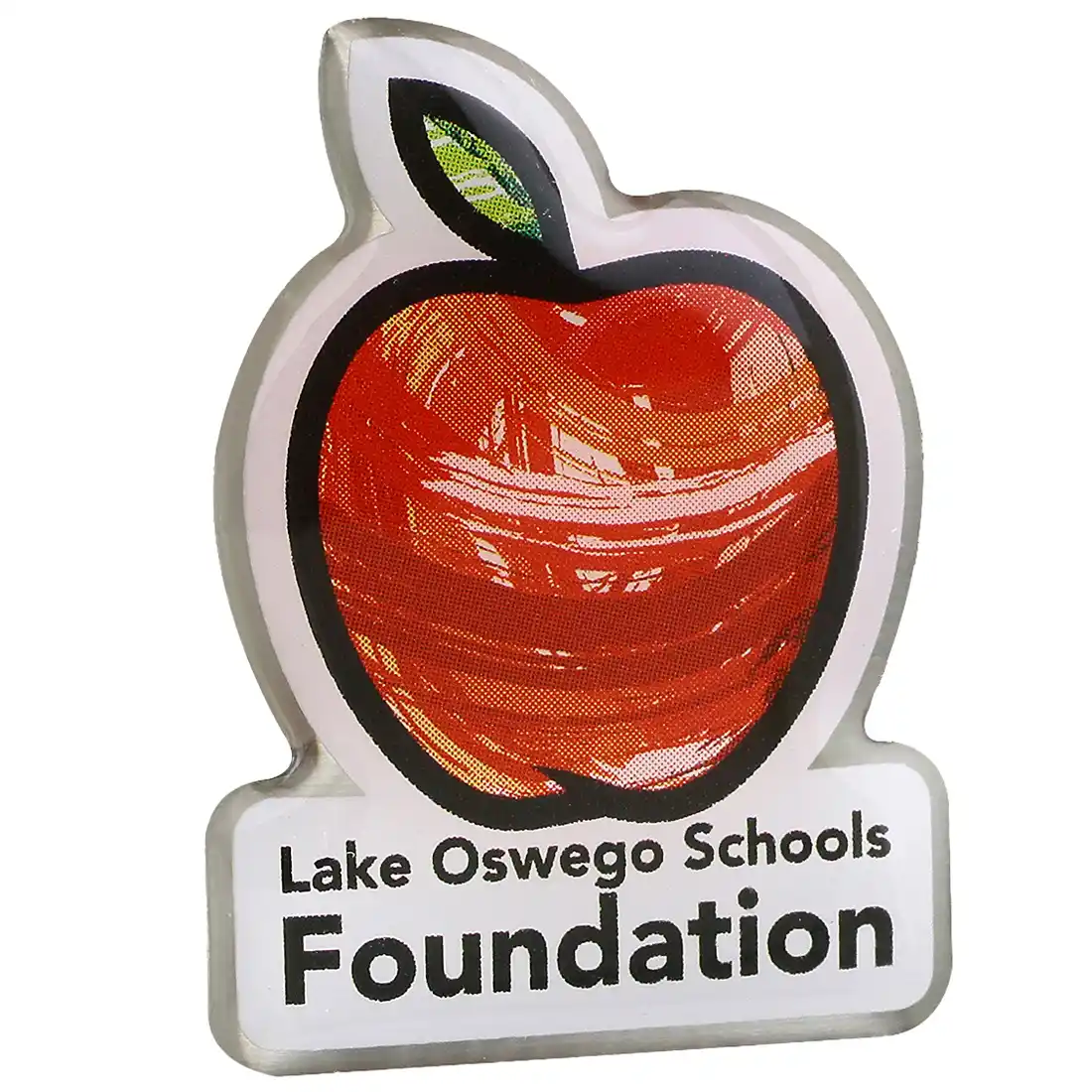 Silver plated printed pin, Lake Oswego School